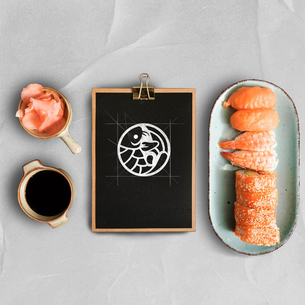 mockup logo jin sushi-quadrato